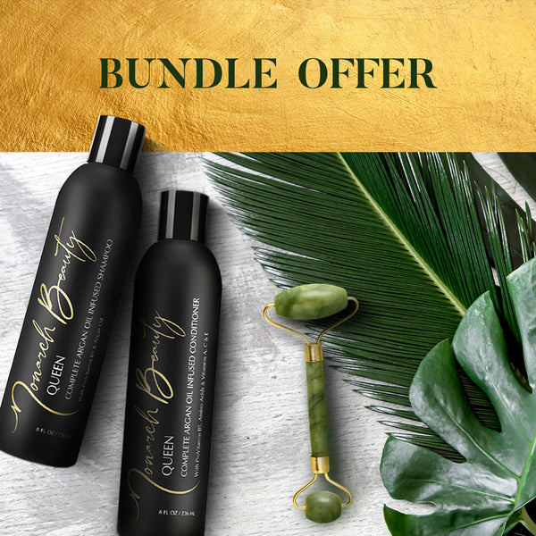 Queen Complete Argan Oil Infused Shampoo & Conditioner with Complementary Jade Roller