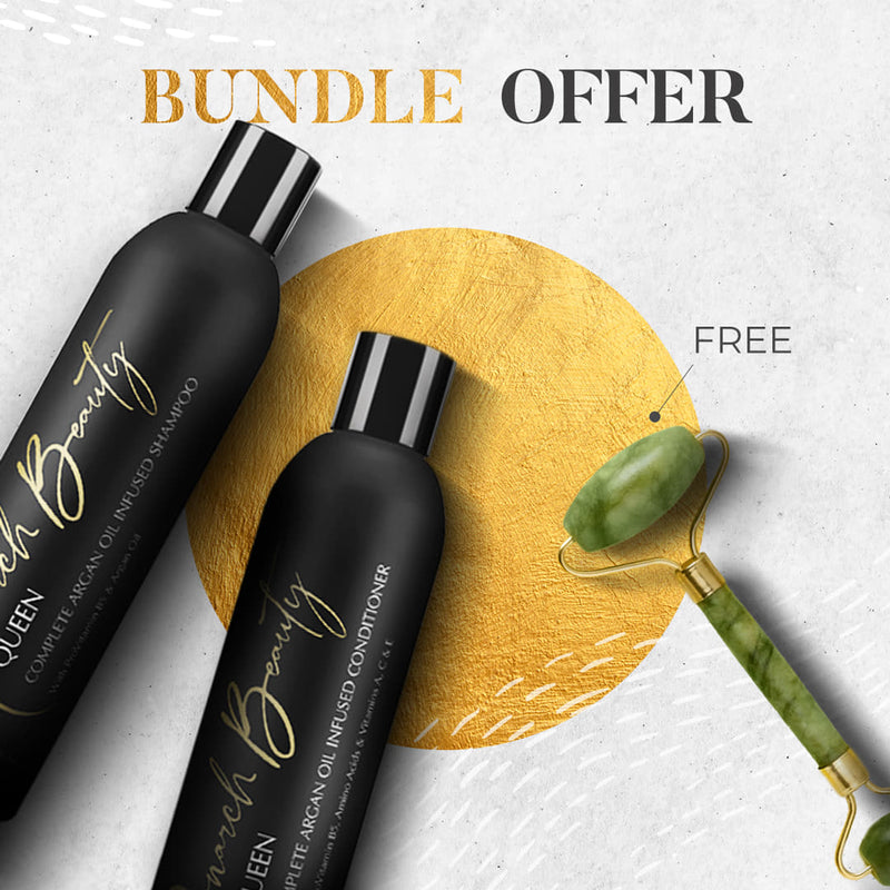 Queen Complete Argan Oil Infused Shampoo & Conditioner with Complementary Jade Roller